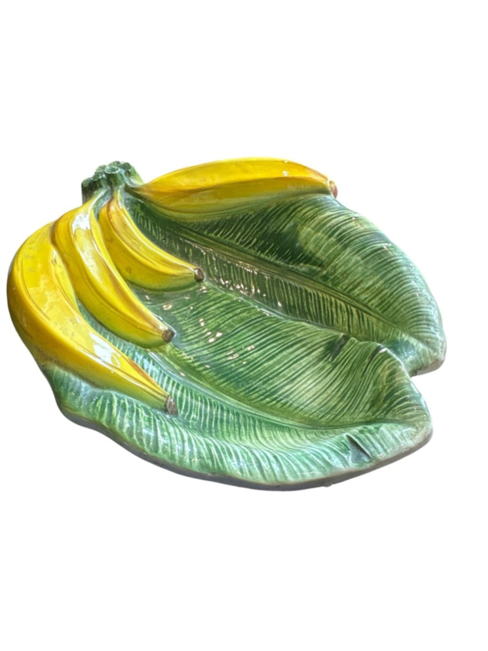 Vintage Made in Italy 🇮🇹 Banana Ceramic Serving Platter in Green and Yellow